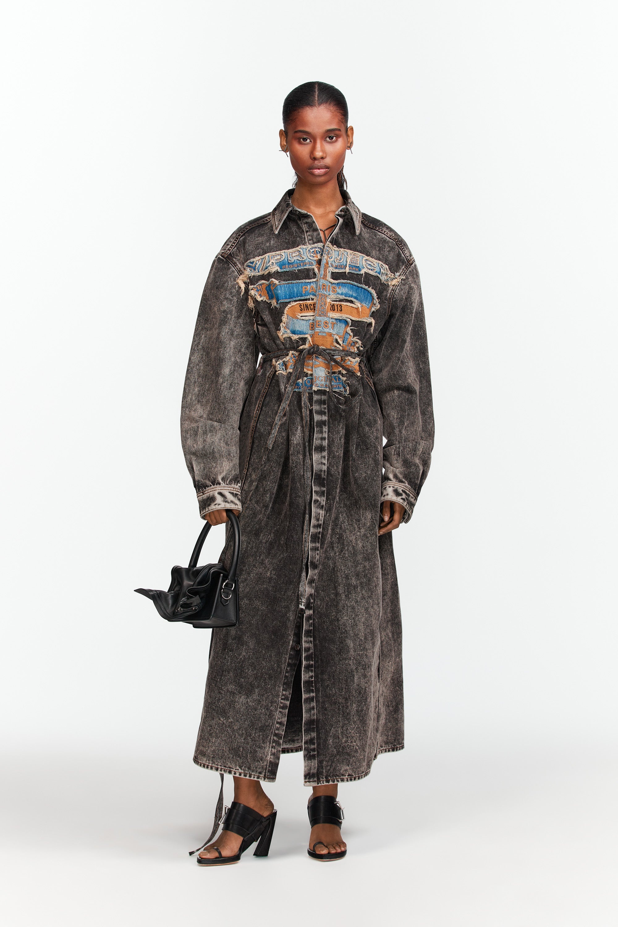 Paris' Best Patch Denim Shirt Dress - 1