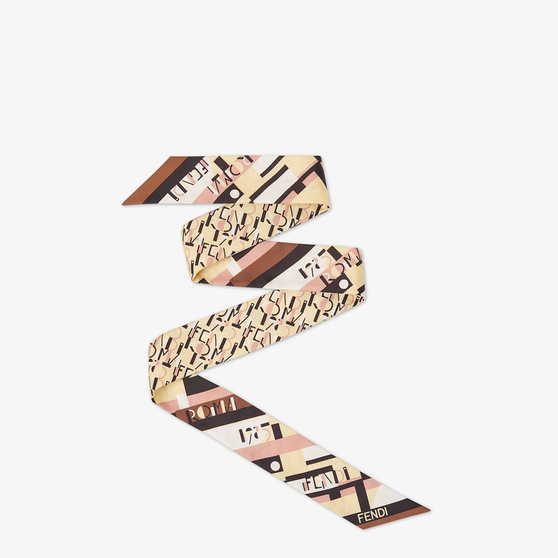 Wrappy Multicolor printed silk narrow scarf 1