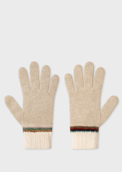 Paul Smith Oatmeal 'Signature Stripe' Wool Gloves outlook