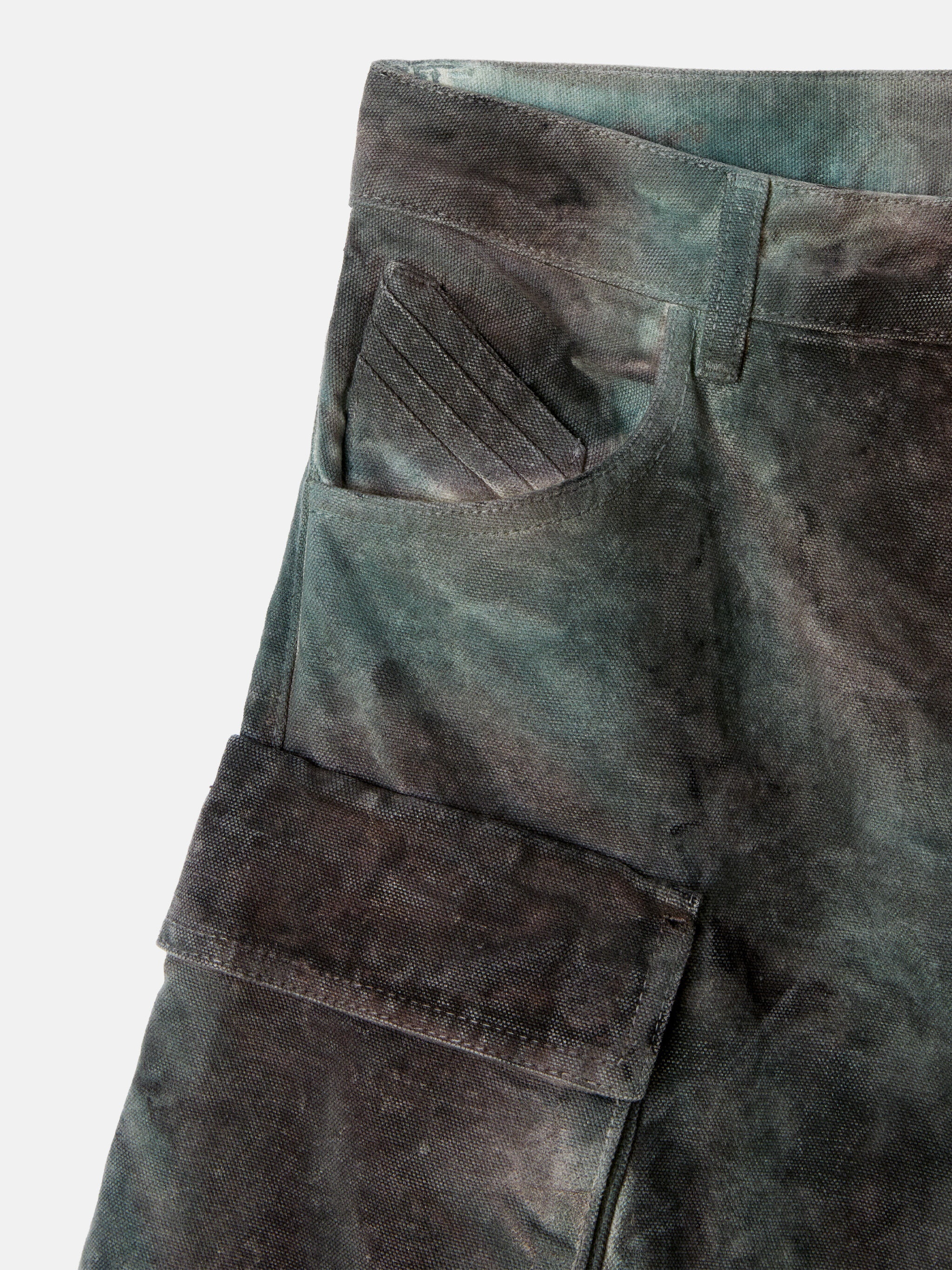 ''FERN'' STAINED GREEN CAMOUFLAGE LONG PANTS - 5