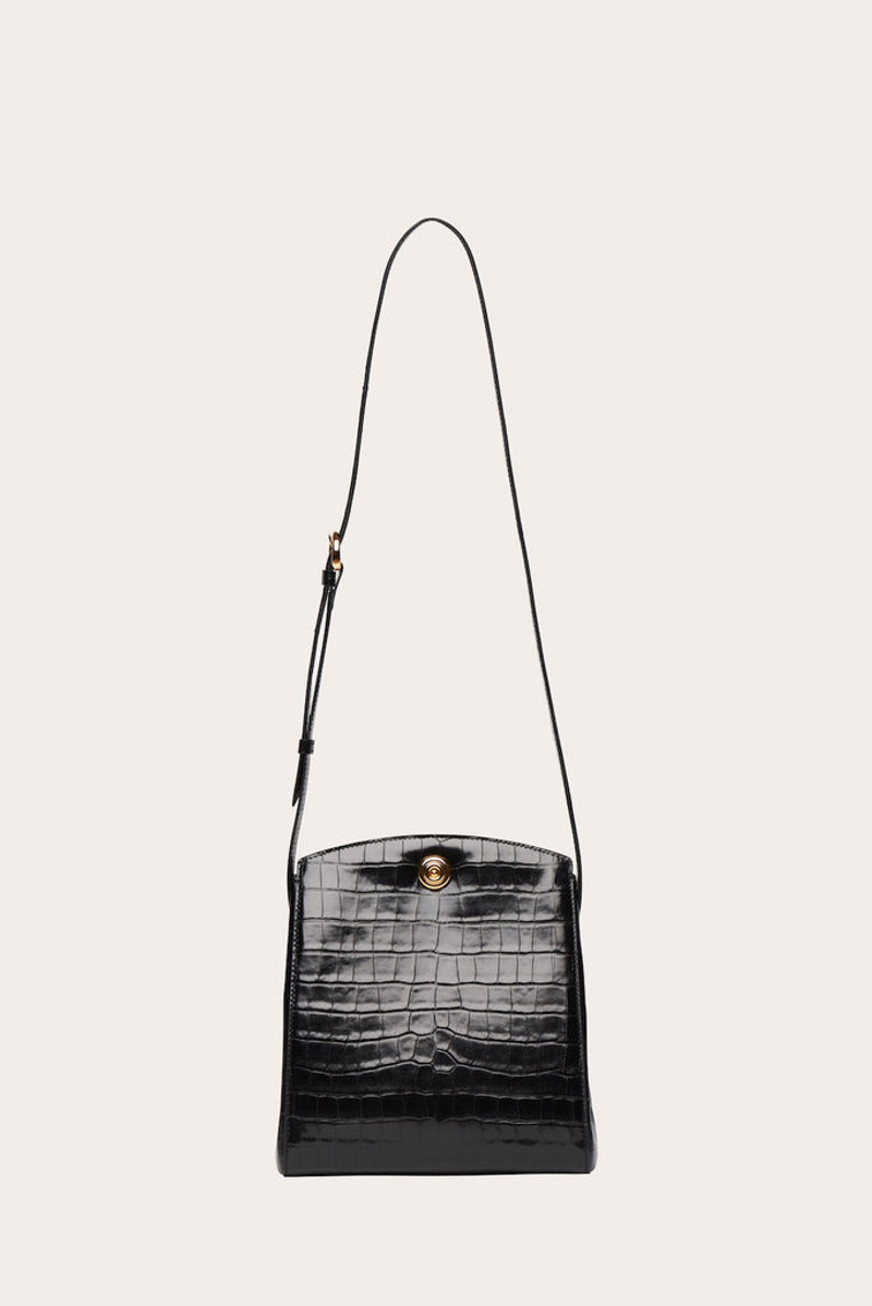 PUSHLOCK CROSSBODY BAG BLACK CROC 1