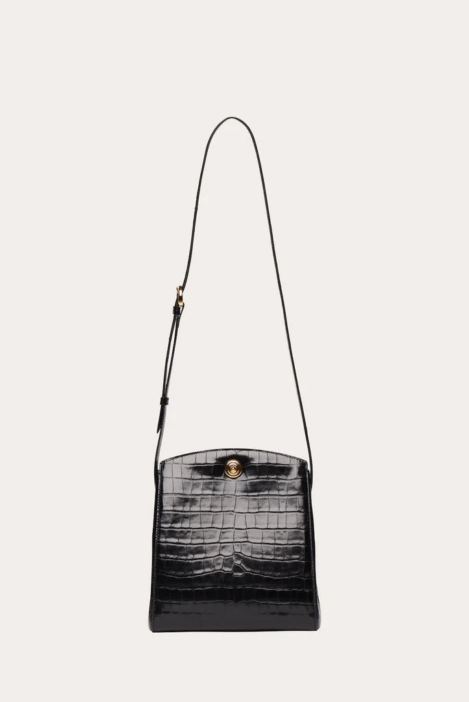 PUSHLOCK CROSSBODY BAG BLACK CROC - 1