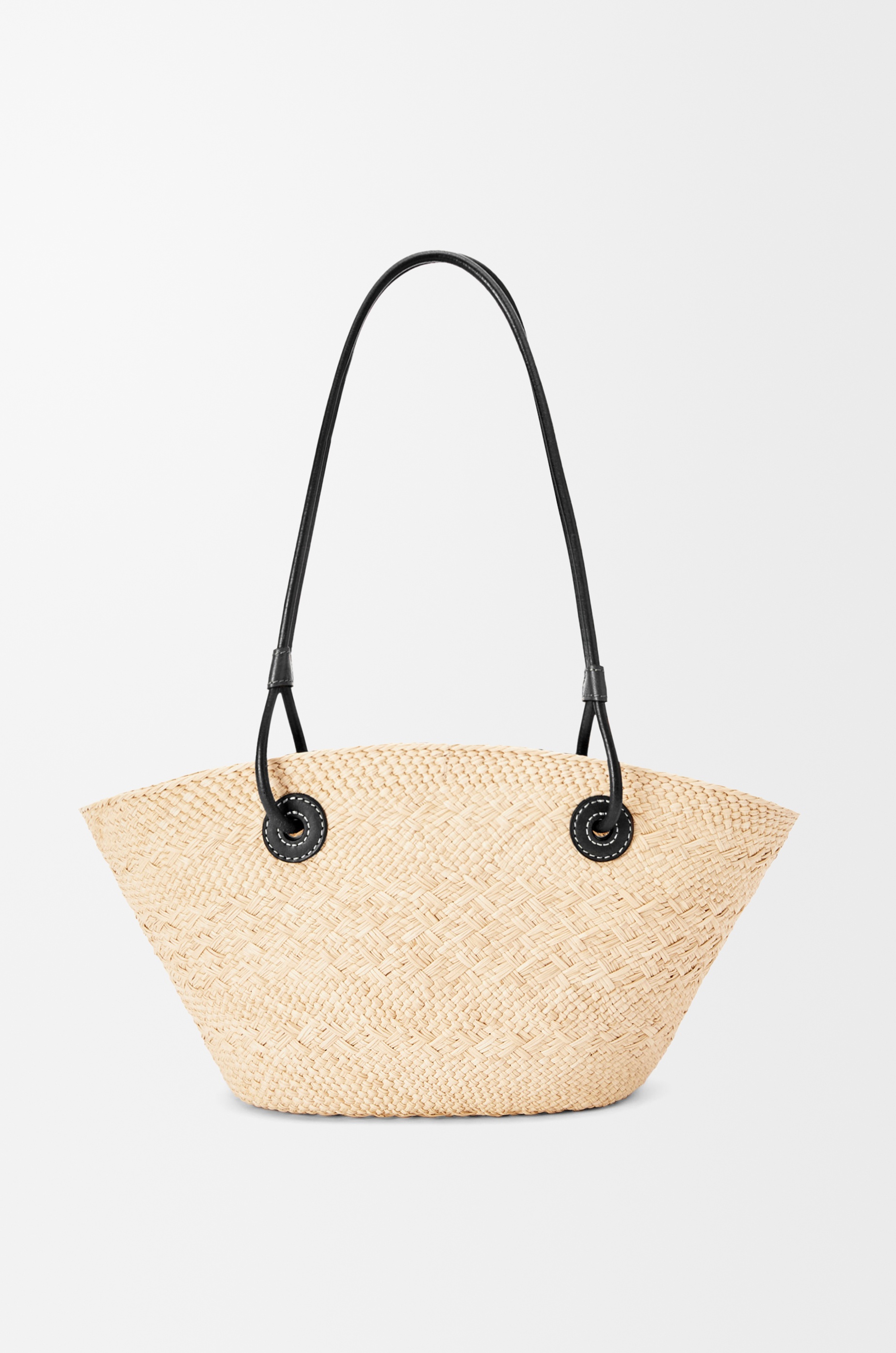 Small Anagram Basket bag in iraca palm and calfskin - 5