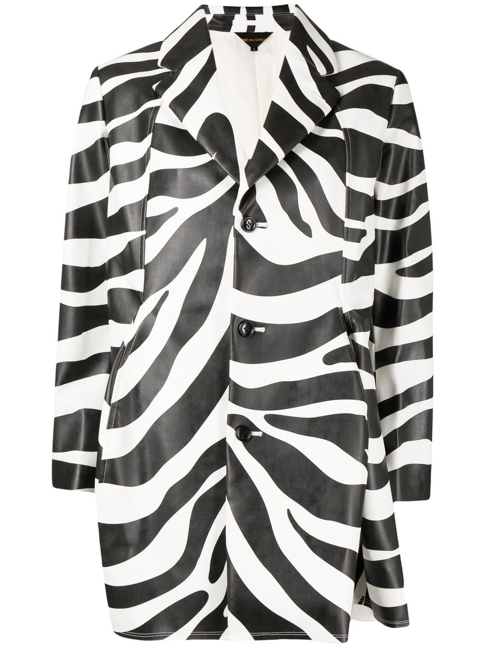 zebra-print single-breasted coat - 1