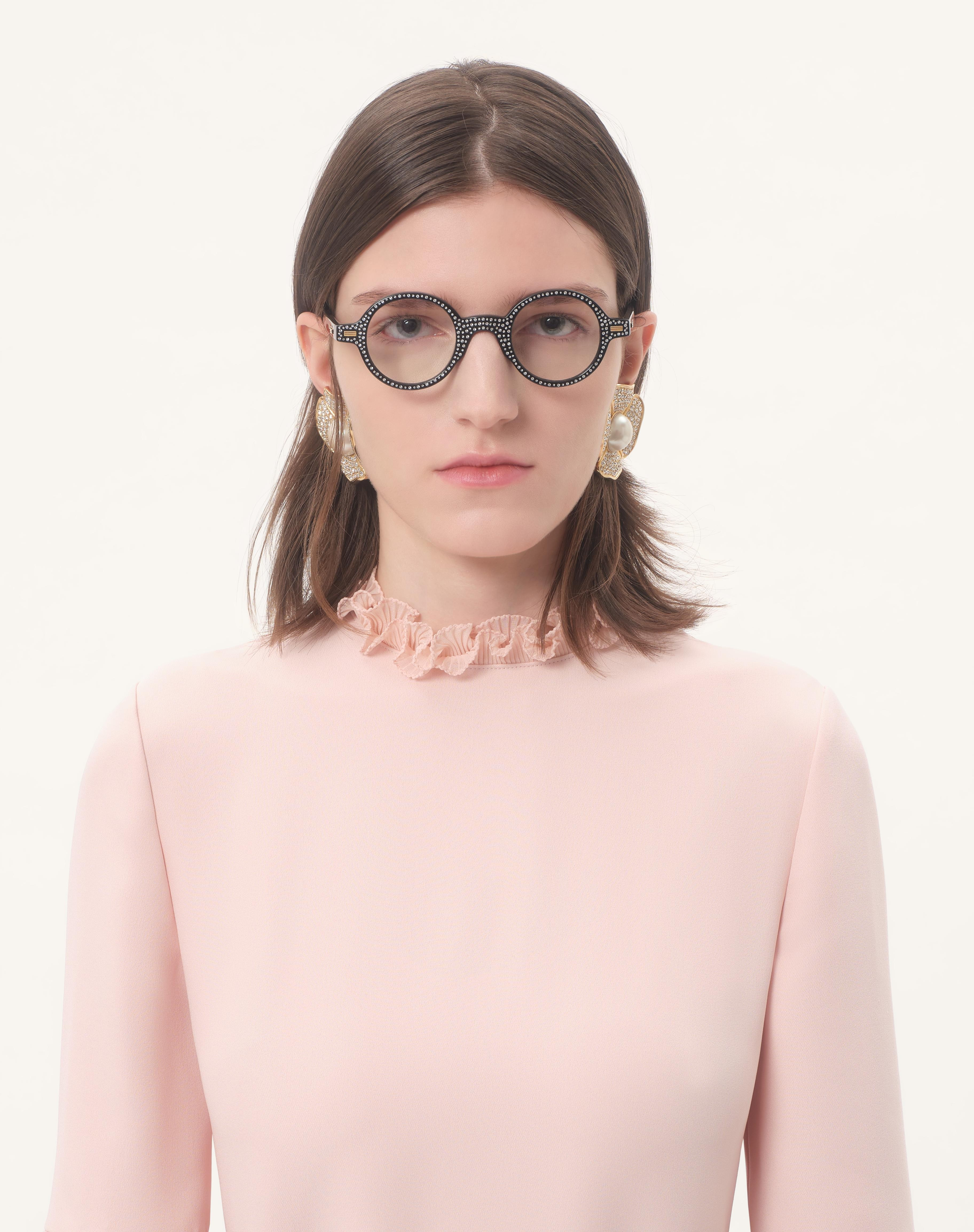 BIZARRE CIRCLE GLASSES WITH CRYSTALS IN ACETATE - 2