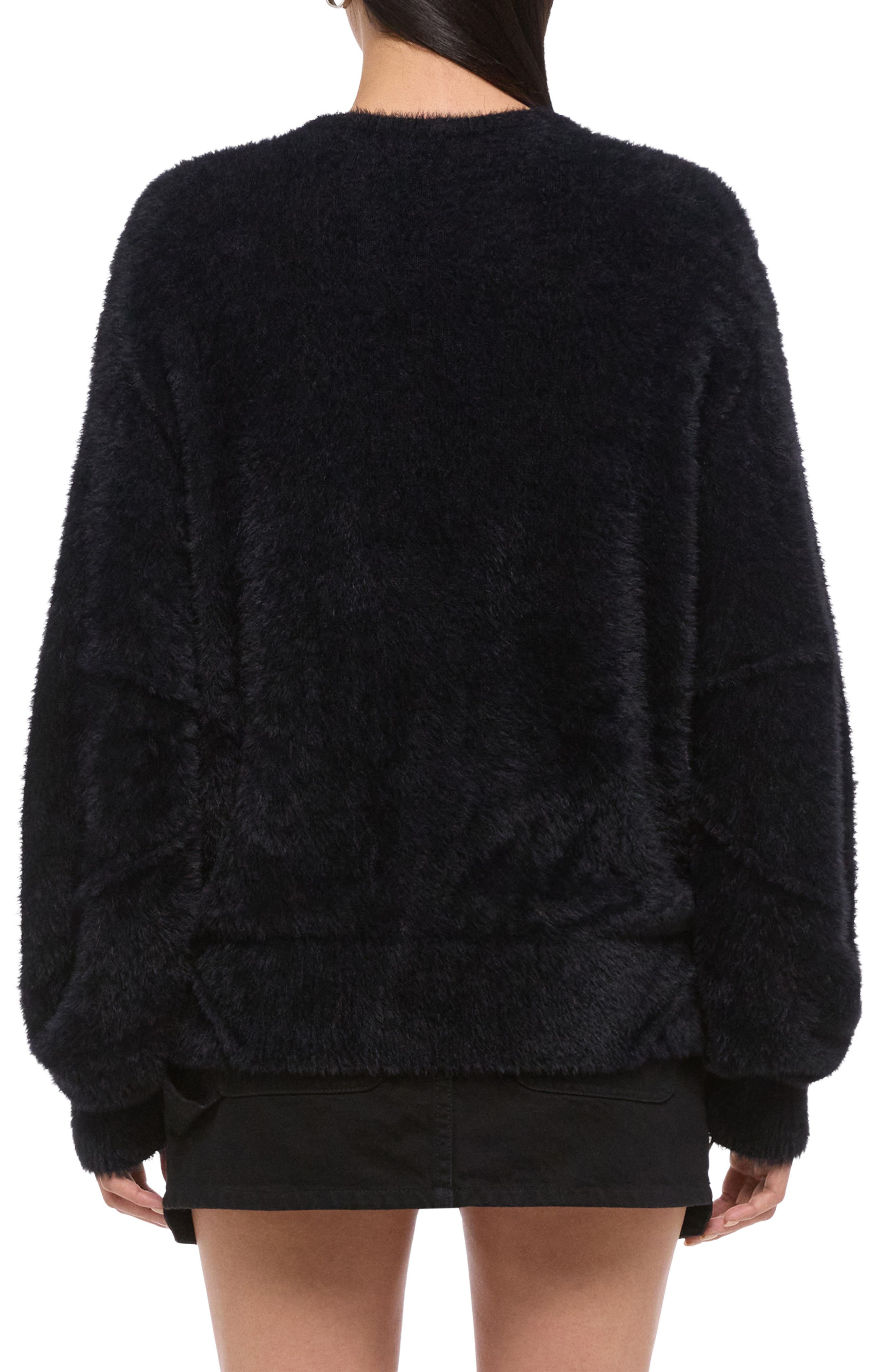 Helmut Lang Apex Eyelash Faux Fur Sweater in Black at Nordstrom - 2
