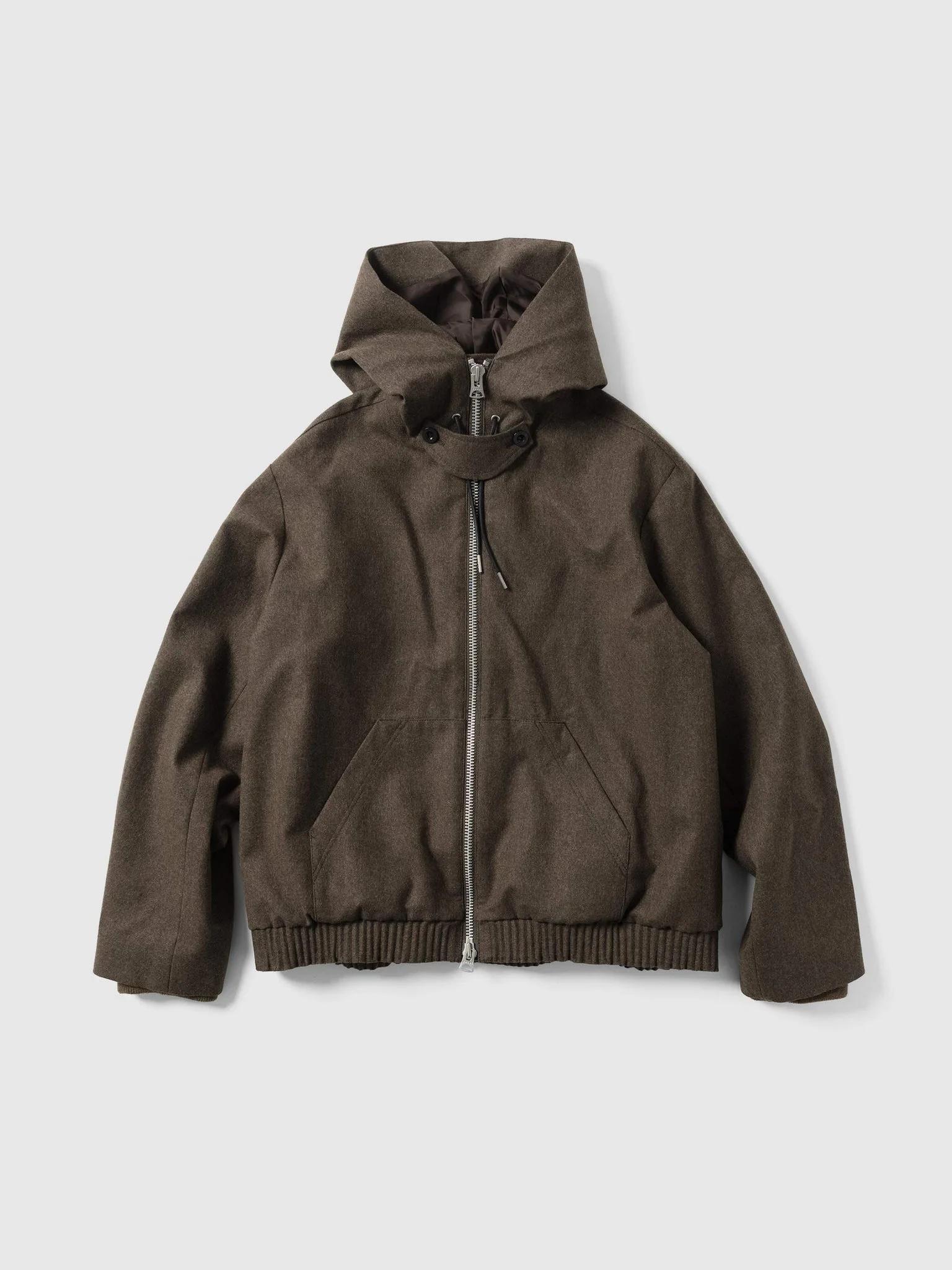 Wool Flannel Hoodie Brown - 1