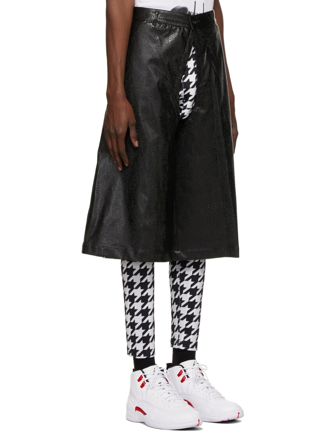 Faux-Leather Croc Cut-Out Shorts - 2