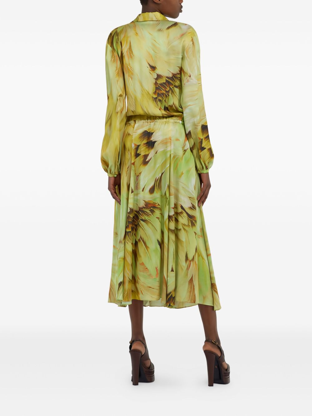 feather-print midi dress - 4