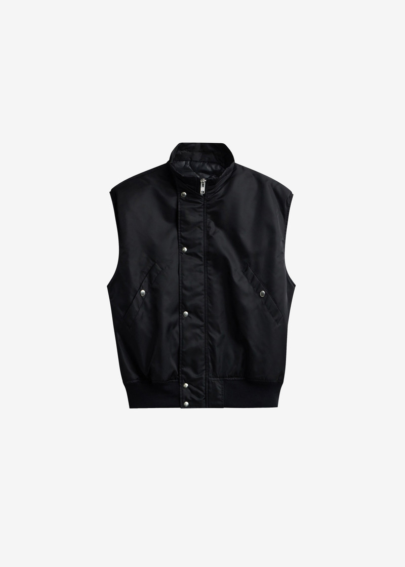 Aysen Sleeveless Bomber Jacket - Black 1
