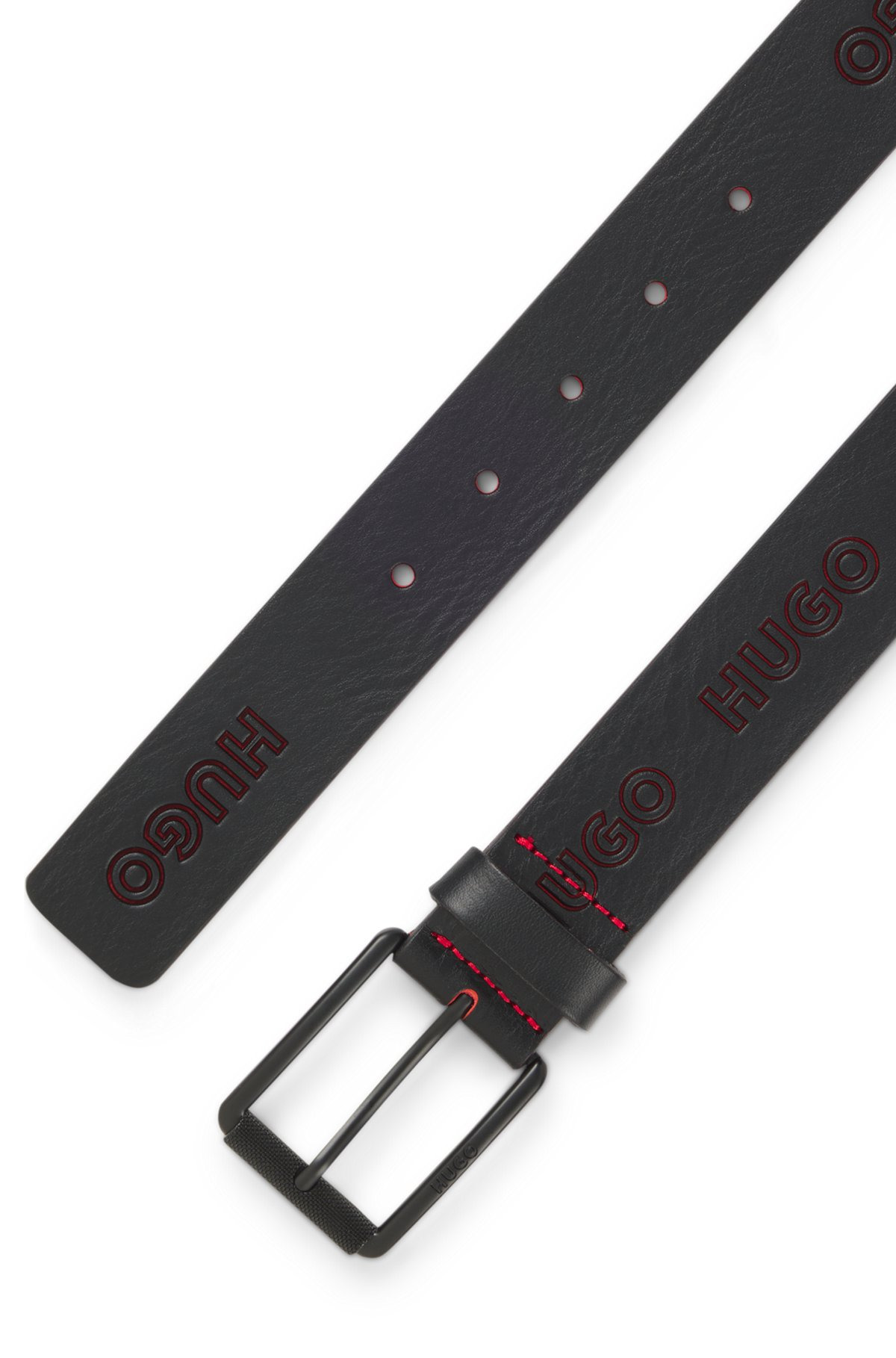 ITALIAN-LEATHER BELT WITH EMBOSSED LOGOS - 3