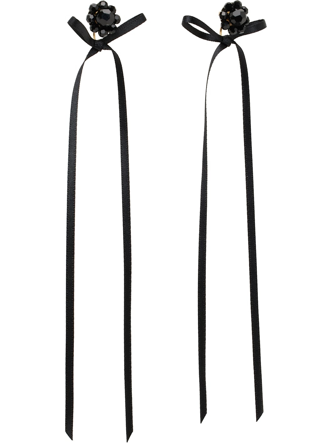 Black Bow Ribbon Stud Earrings - 2