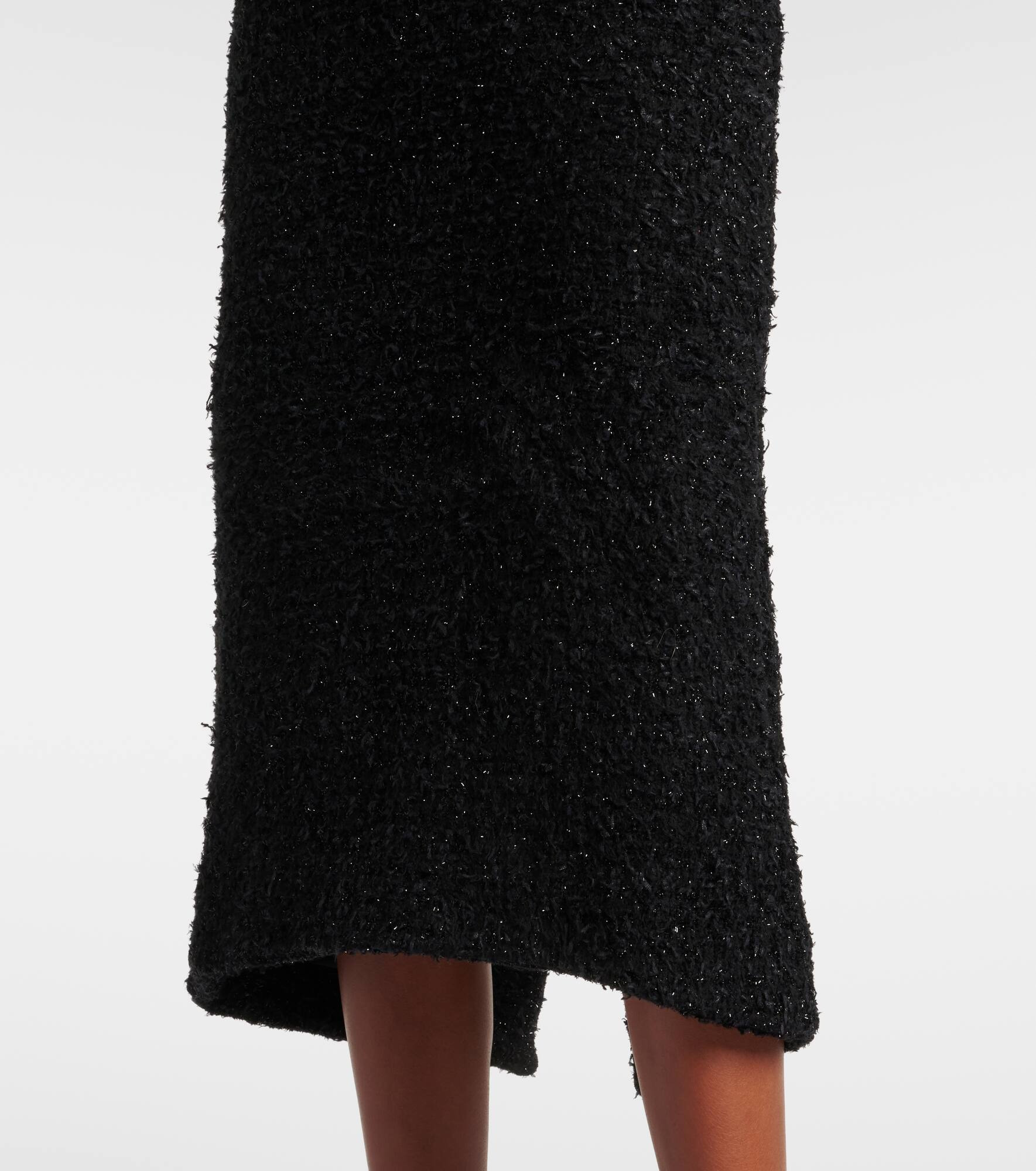 Cotton-blend tweed midi skirt - 5
