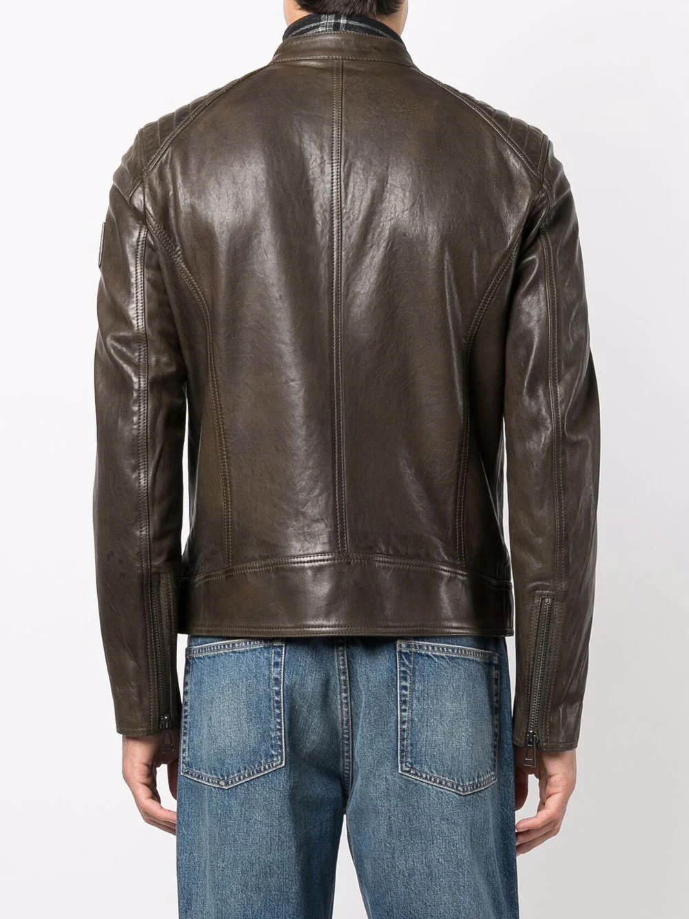 zipped-up leather jacket - 4