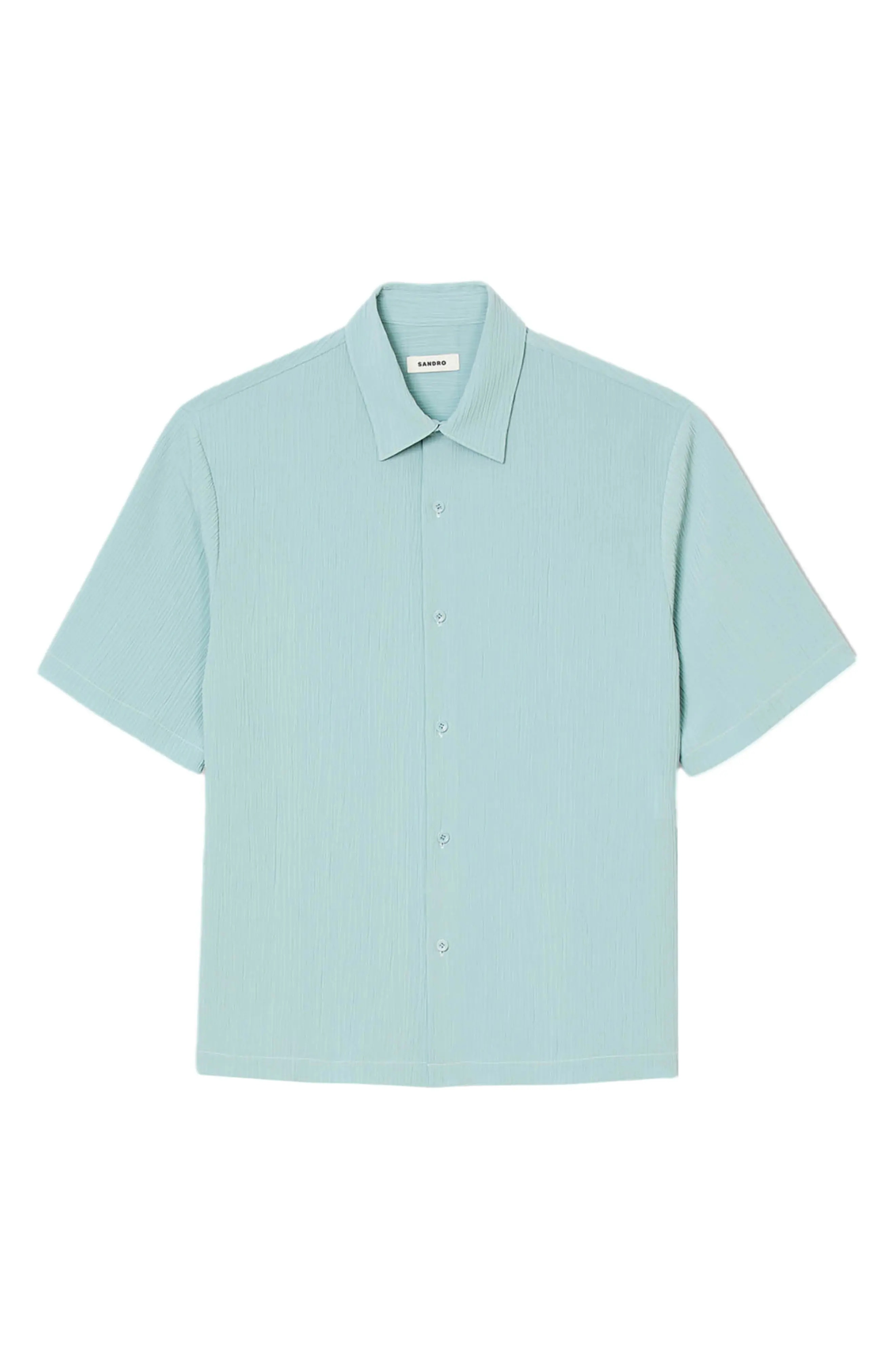 New Pleated Short Sleeve Button-Up Shirt - 4