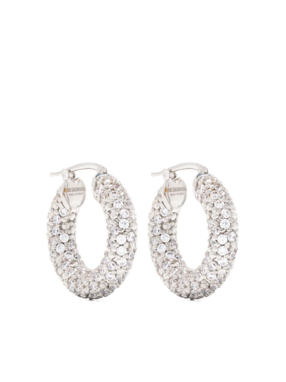 rhinestone-embellished hinged hoop earrings - 1