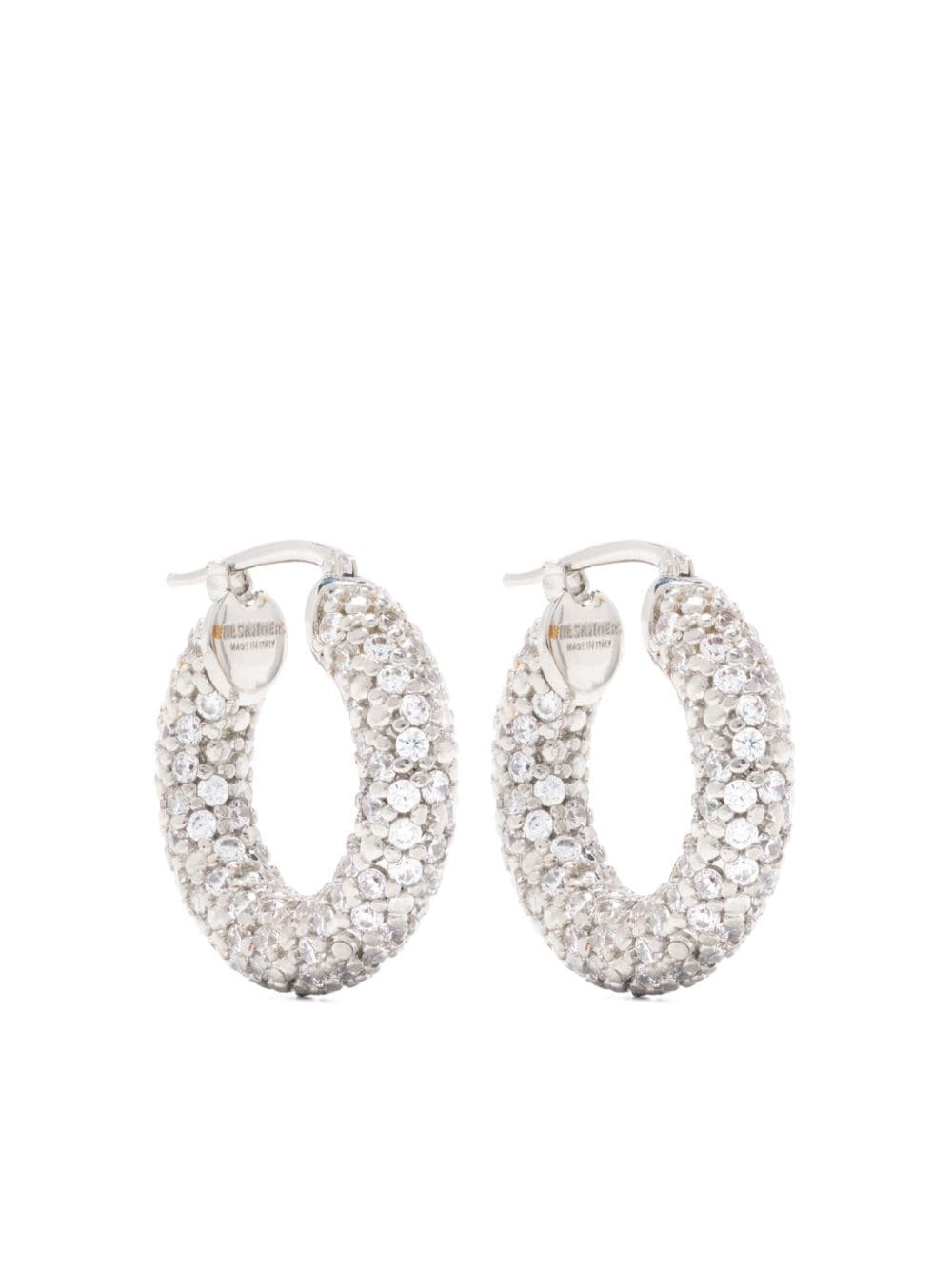 rhinestone-embellished hinged hoop earrings - 2