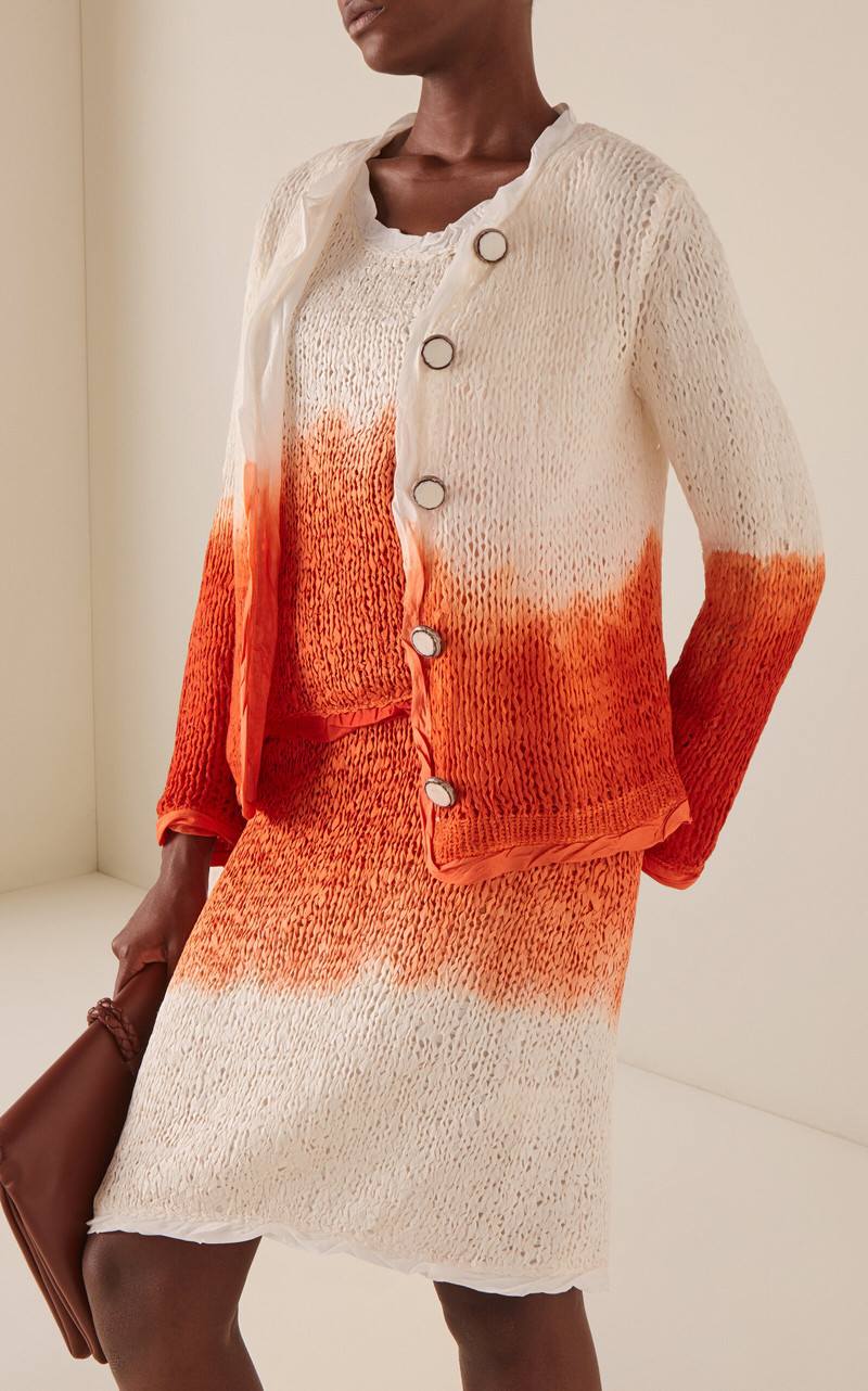 Bottega Veneta Lightweight Wool Silk Overdye Knit Cardigan multi outlook