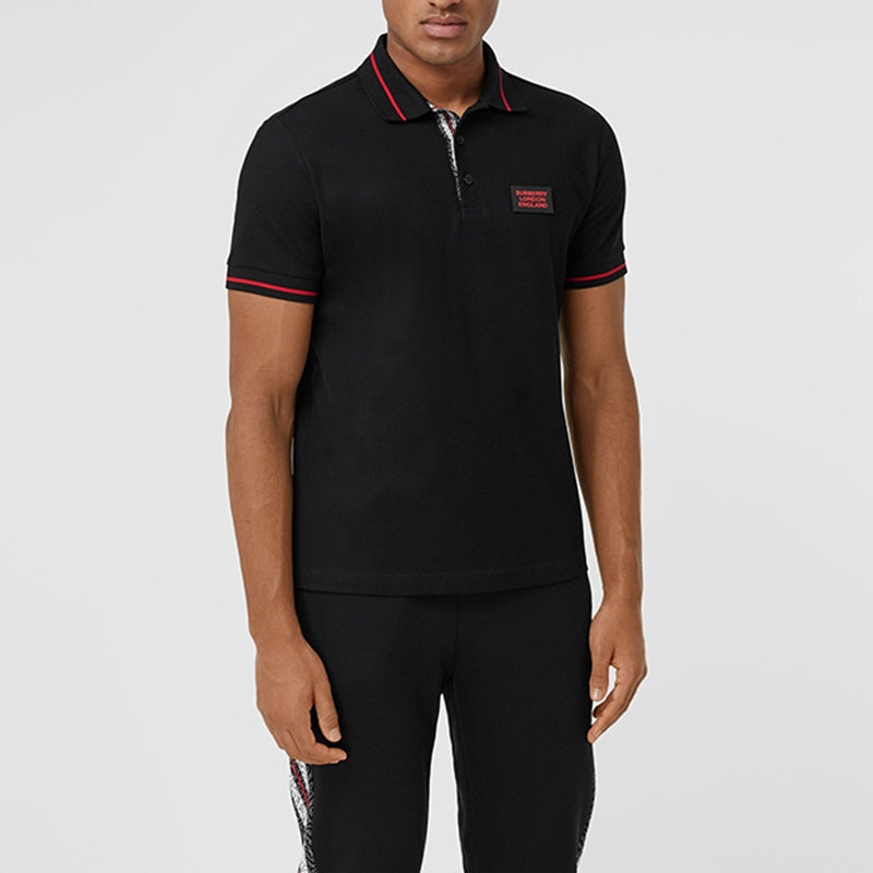 Men's Burberry Cotton Short Sleeve Polo Shirt Black 80259721 - 3