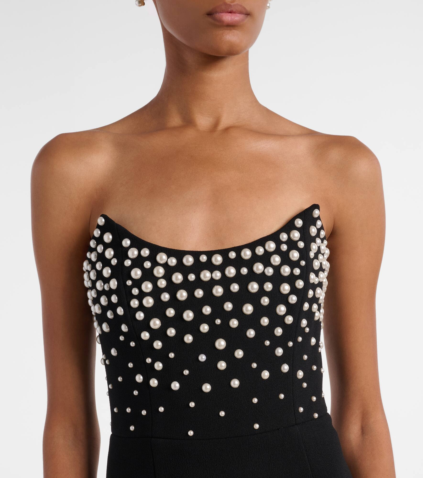 Lynette embellished crêpe bustier gown - 4
