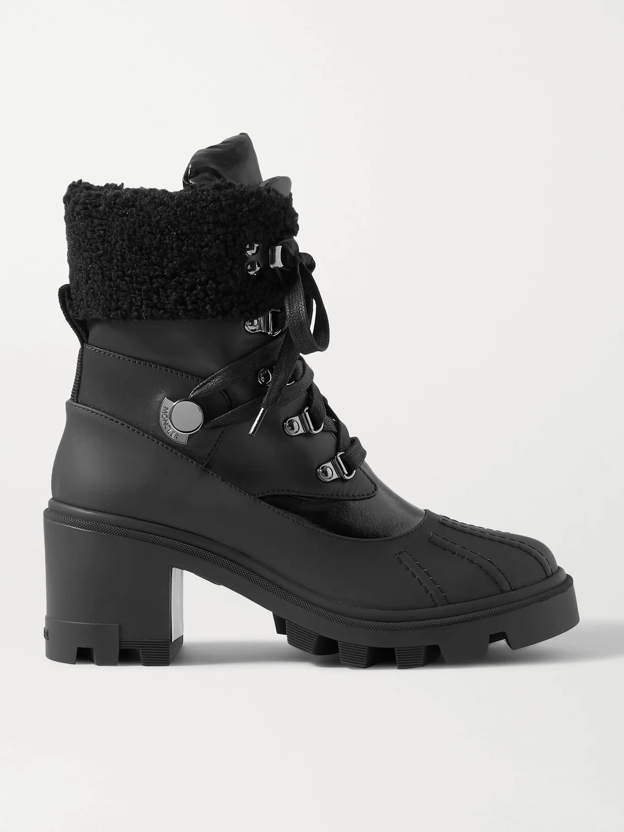 Corinne Leather And Faux Shearling-trimmed Rubber Ankle Boots - 1