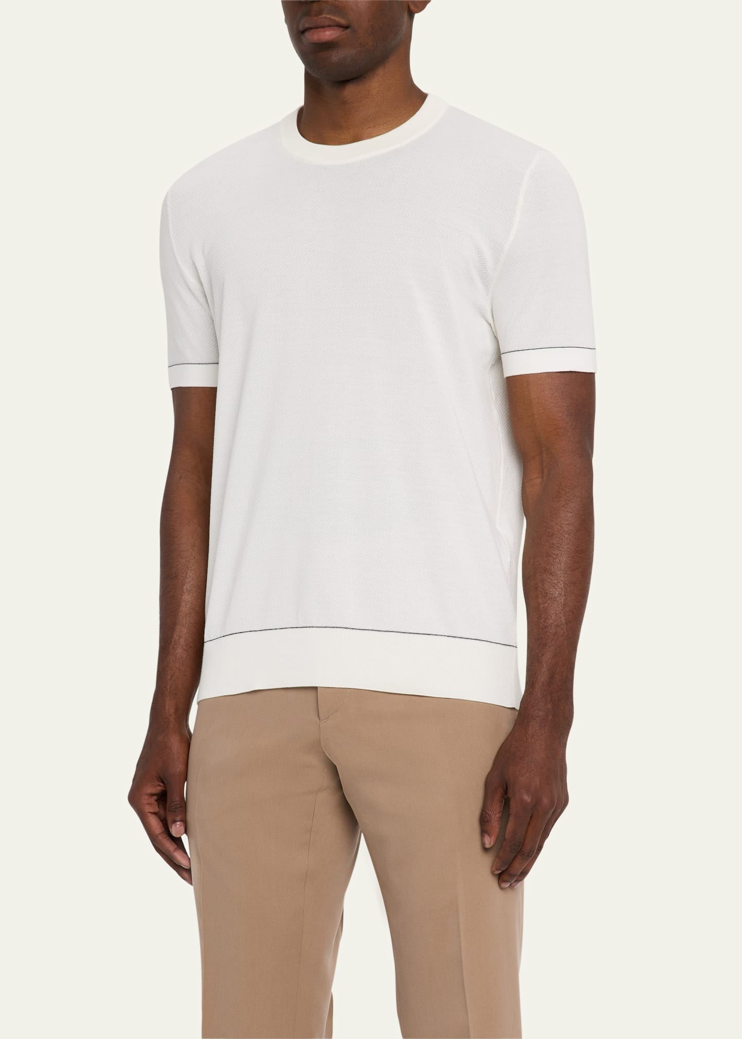 Men's Sea Island Cotton Short-Sleeve Crewneck Sweater - 4