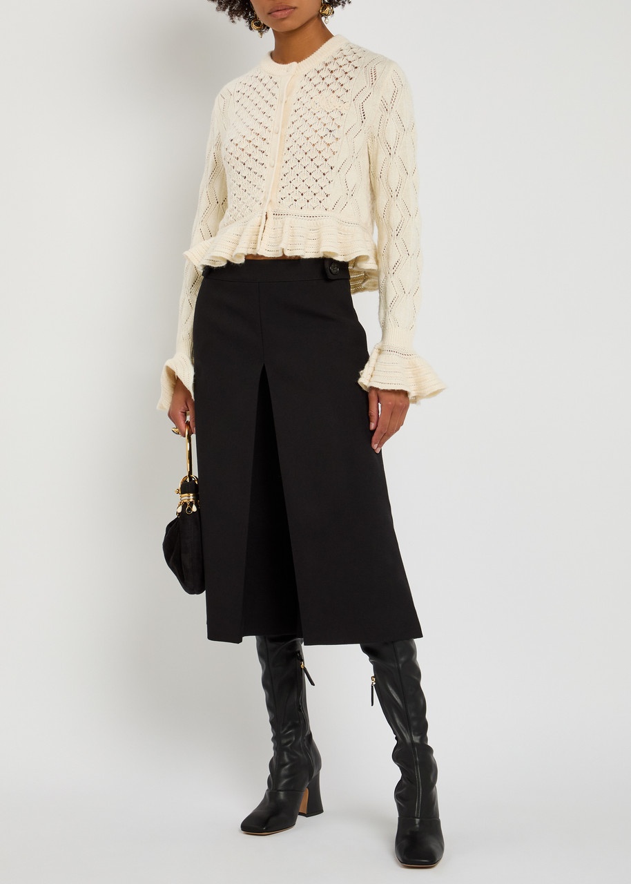 Chloe Logo-embroidered Pointelle-knit Cardigan - 4
