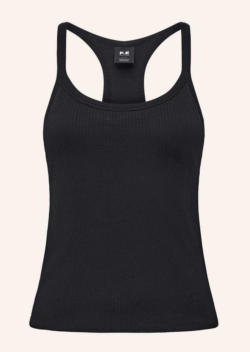 REFINE SEAMLESS RIB TANK IN BLACK - 1