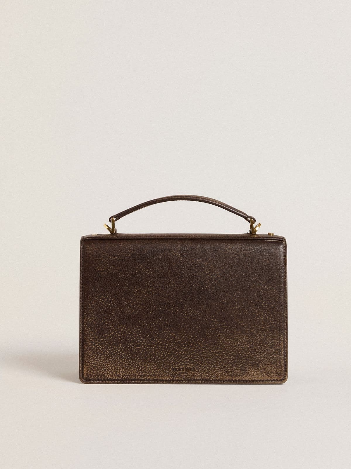 Venezia Bag in vintage dark brown embossed leather with gold details - 4