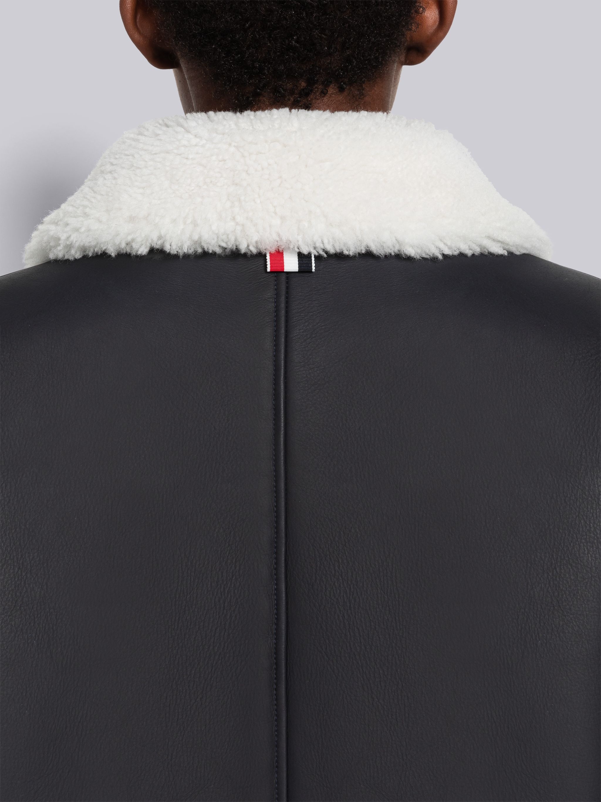 Reversed Shearling 4-Bar Round Collar Overcoat - 5