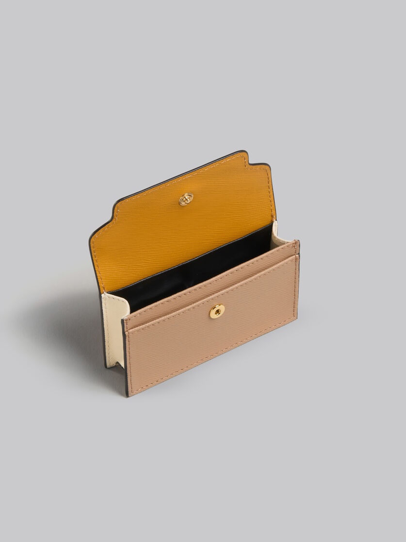 ORANGE BEIGE AND WHITE SAFFIANO LEATHER BUSINESS CARD CASE - 2
