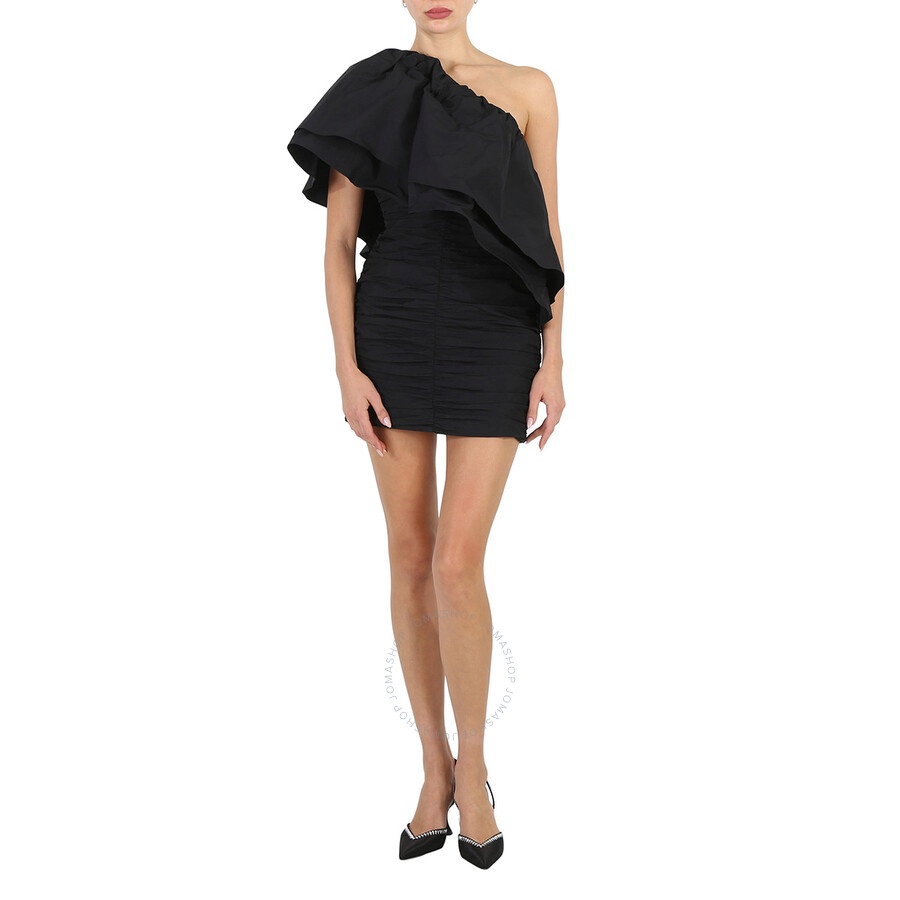 Rotate Ladies Black Taft Pleated One-Shoulder Mini Dress - 3