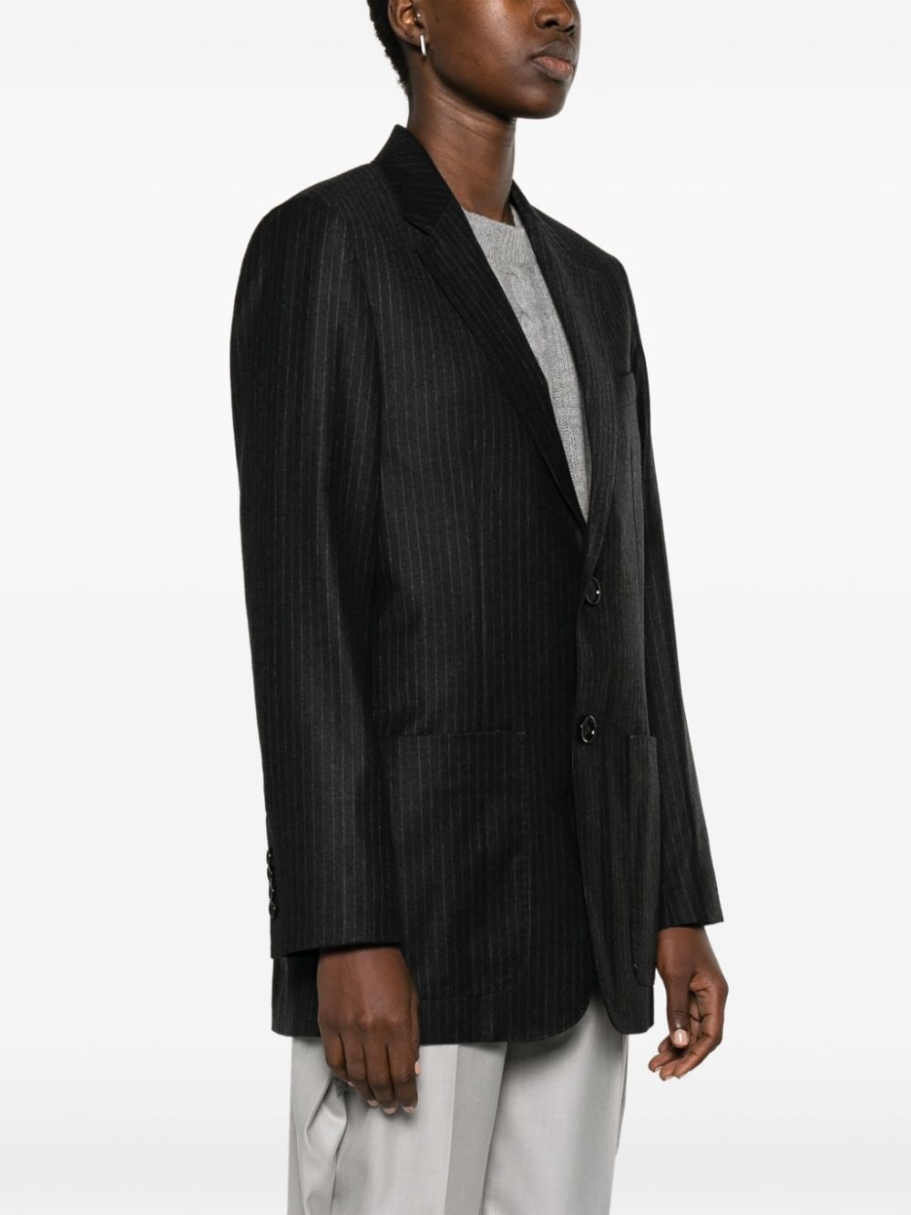 pinstripe-pattern wool blazer - 3