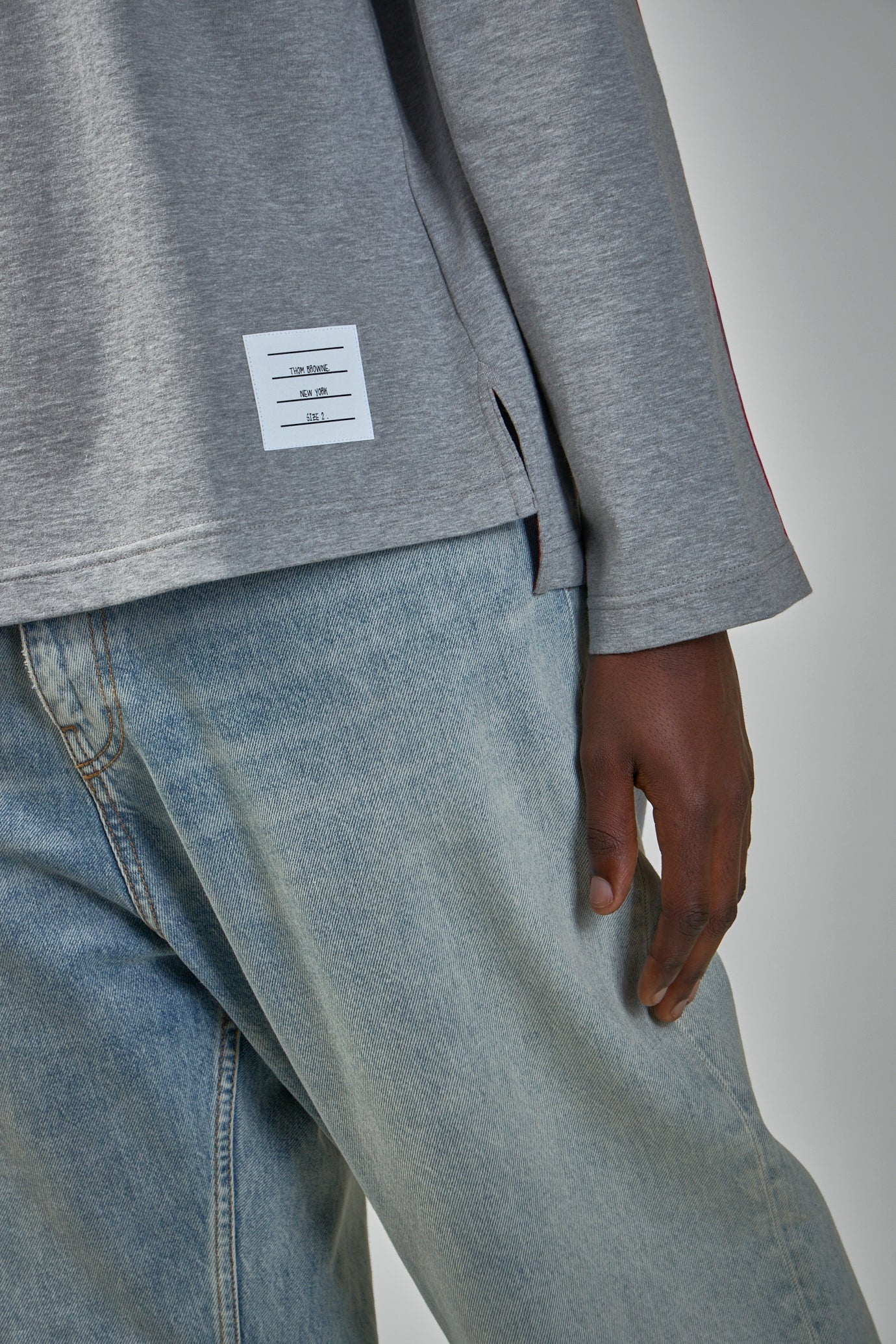Oversized Long Sleeve Tee W/ RWB Knit Trim - 4
