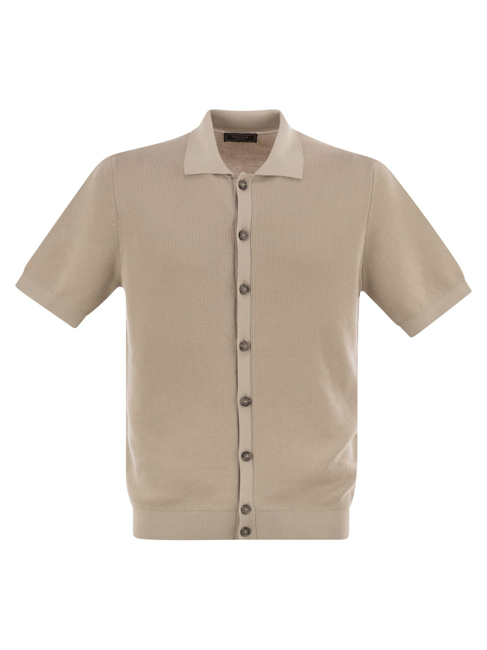 Peserico - Peserico Men Polo Cardigan In Pure Cotton Yarn - 1