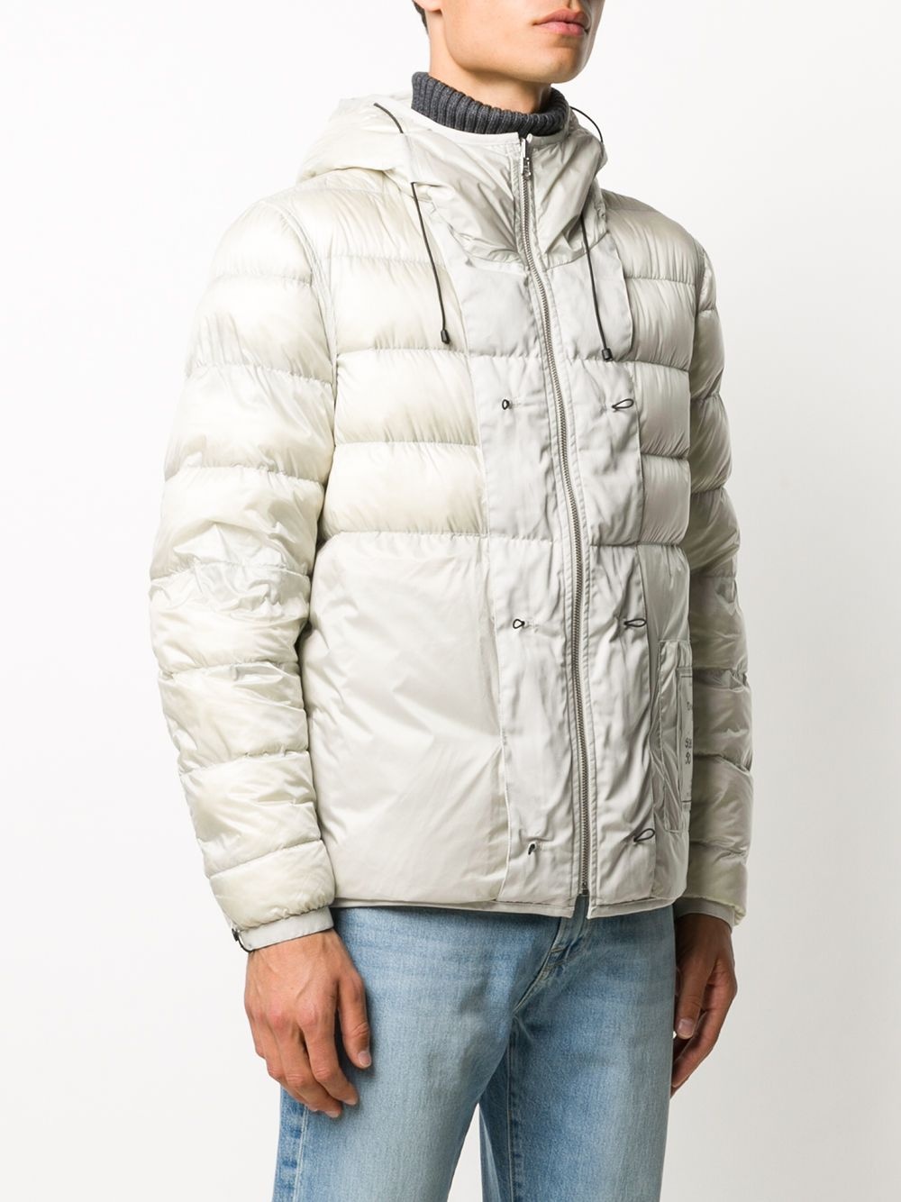 hooded contrast-panel puffer jacket - 3