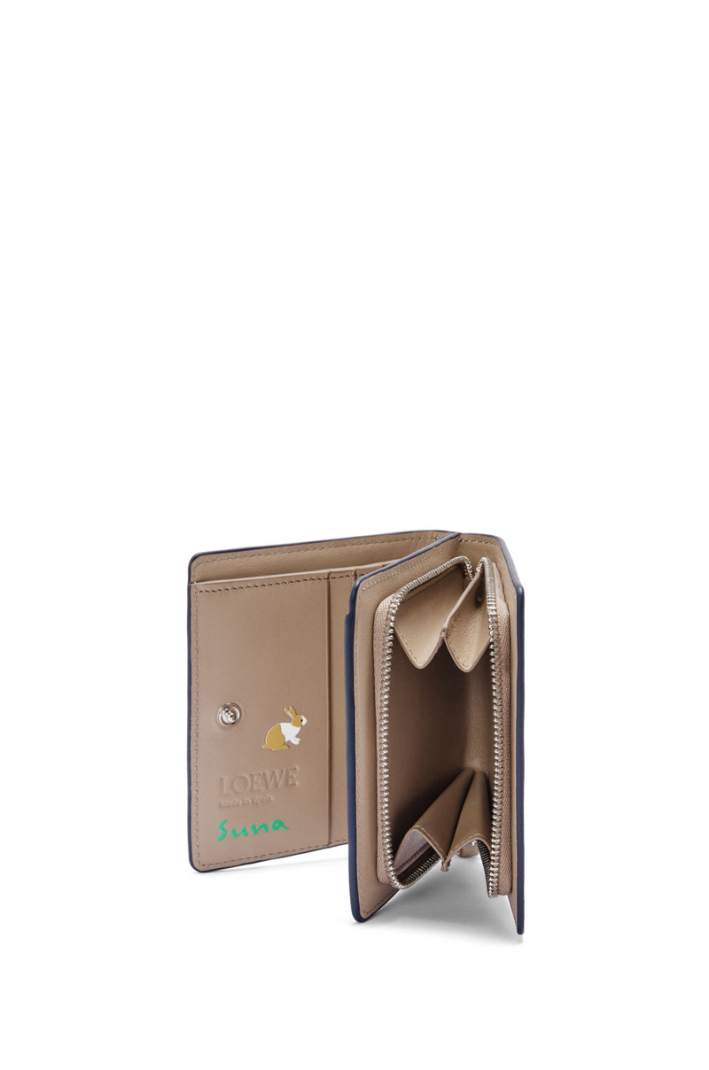 Bunny compact zip wallet in nappa calfskin 3