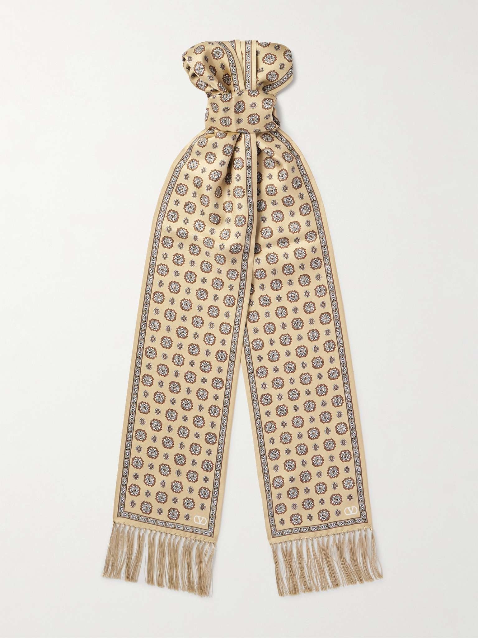 Tasselled Printed Silk-Twill Scarf - 1