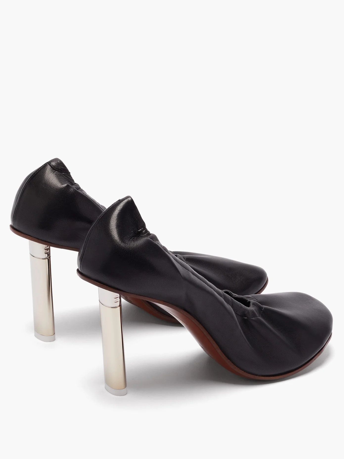 Lighter-heel leather ballerina pumps - 4