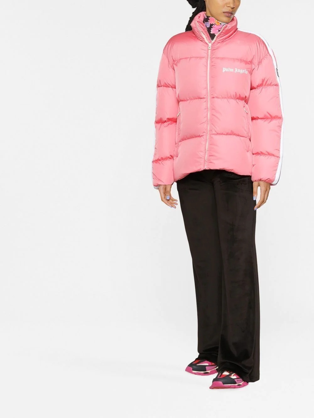 side-stripe puffer jacket - 2