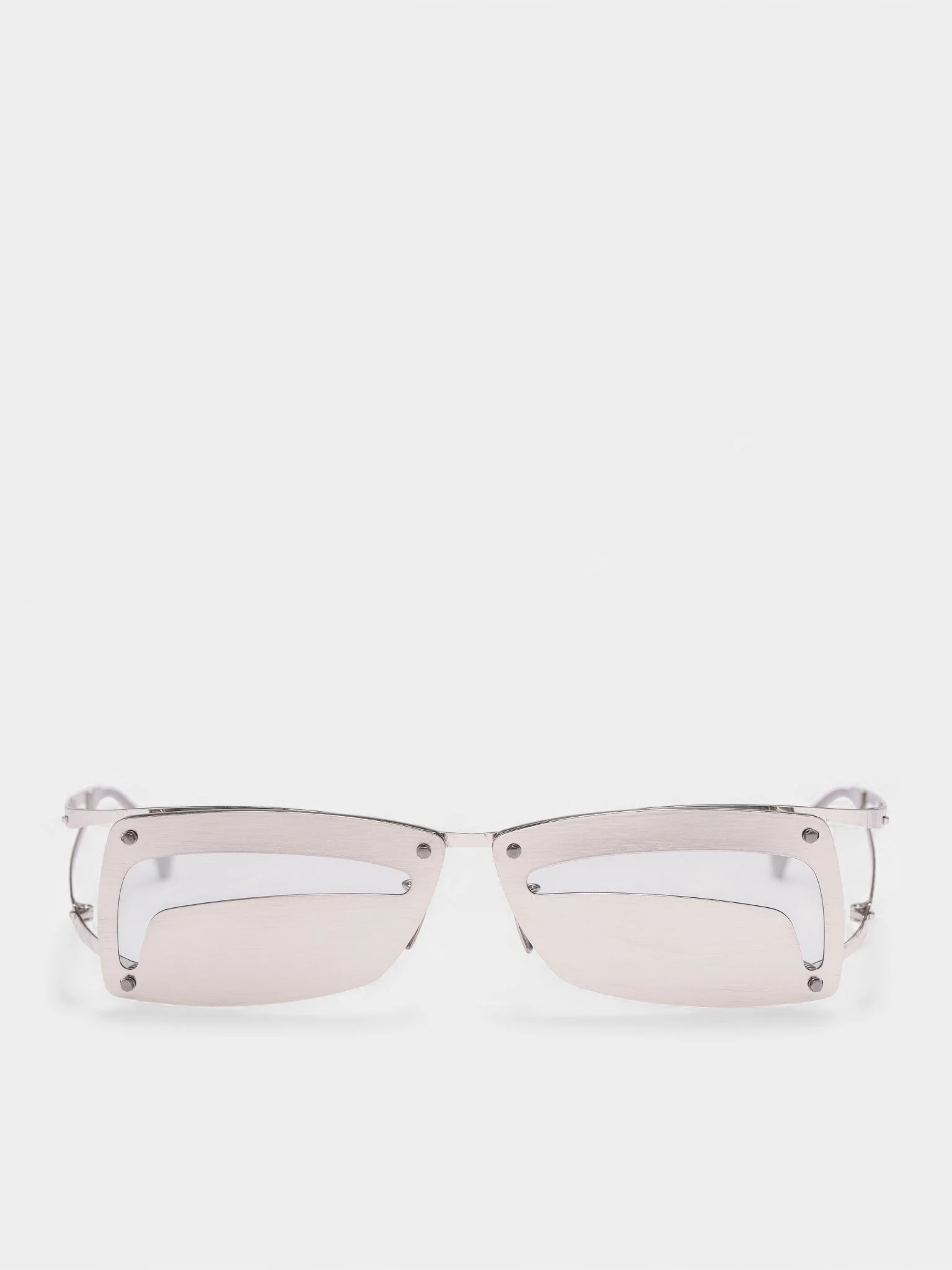 Metal Covered Cut-Out Rectangular Sunglasses - 1