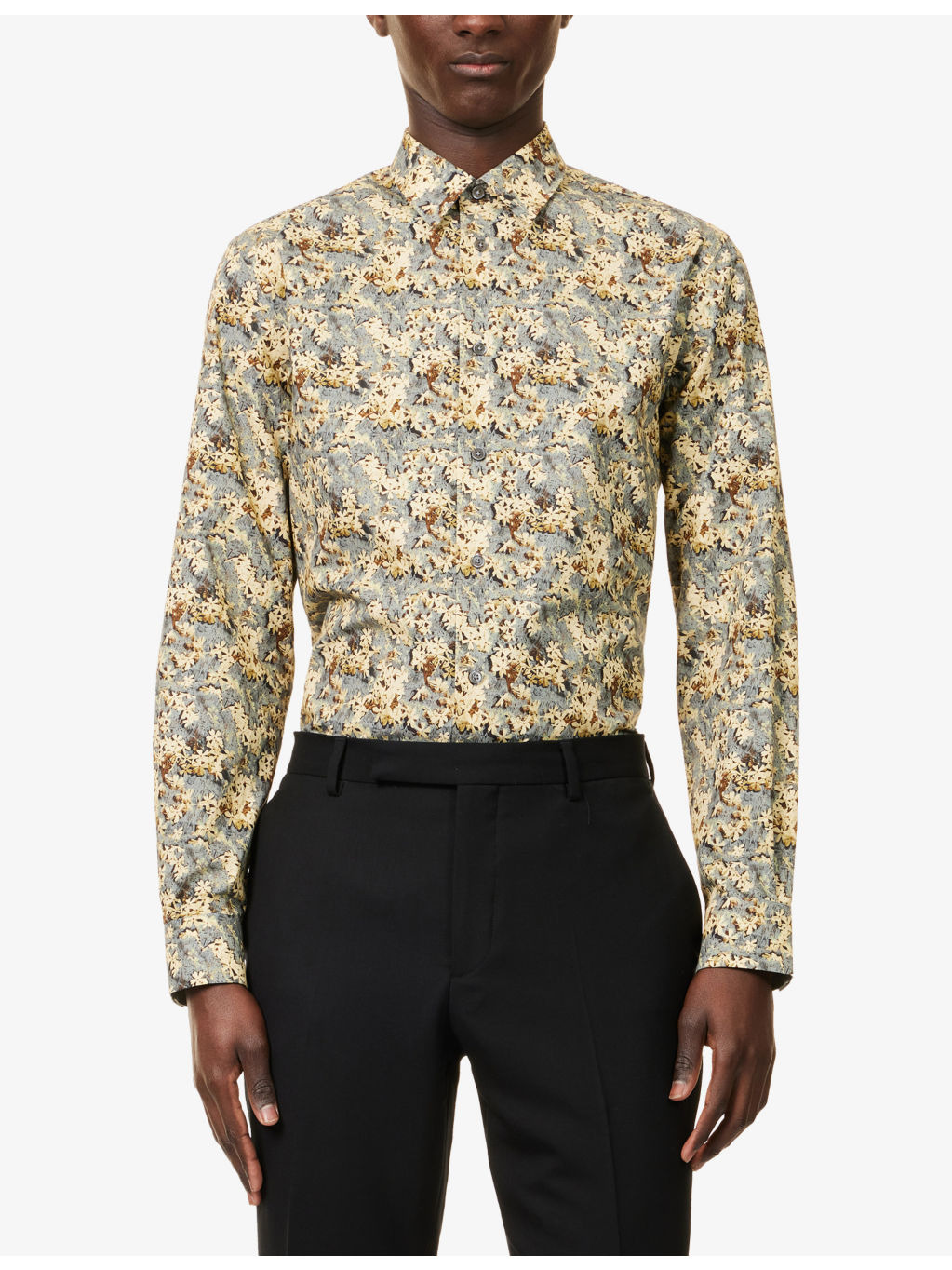 Ditsy Floral Curved-Hem Regular-Fit Cotton-Poplin Shirt - 3