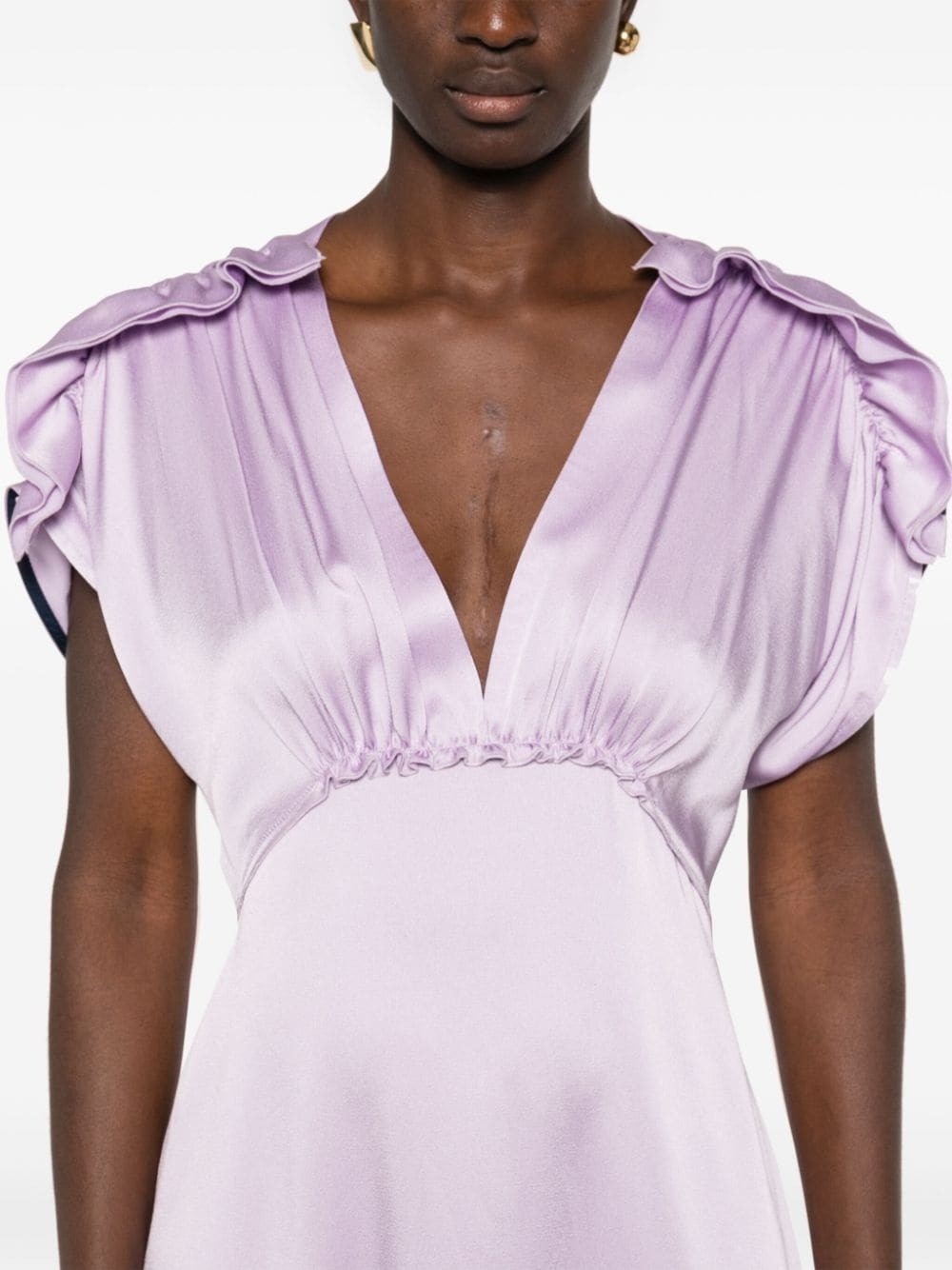 ruffled satin midi dress - 5