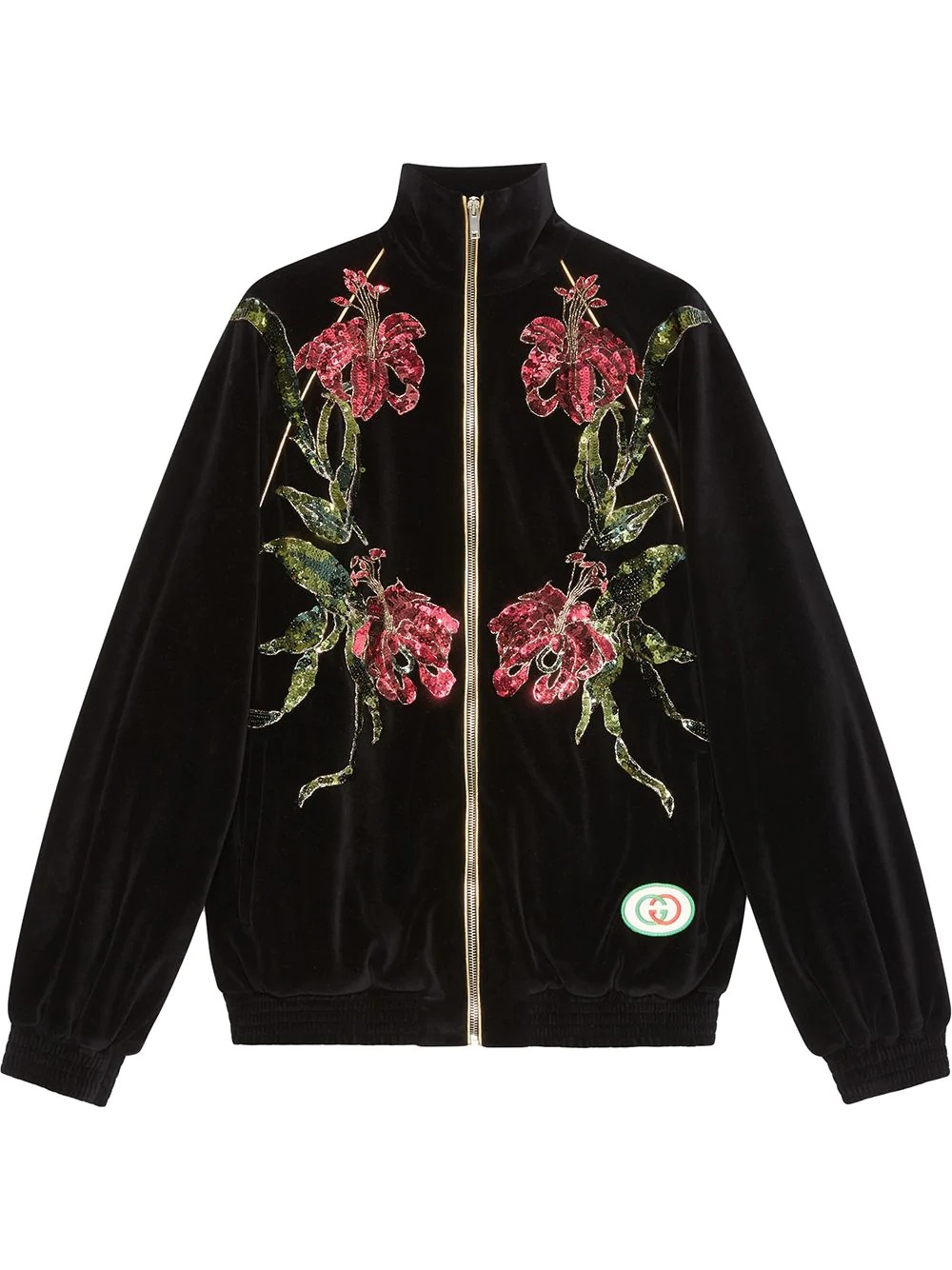 Chenille jacket with floral patches - 1