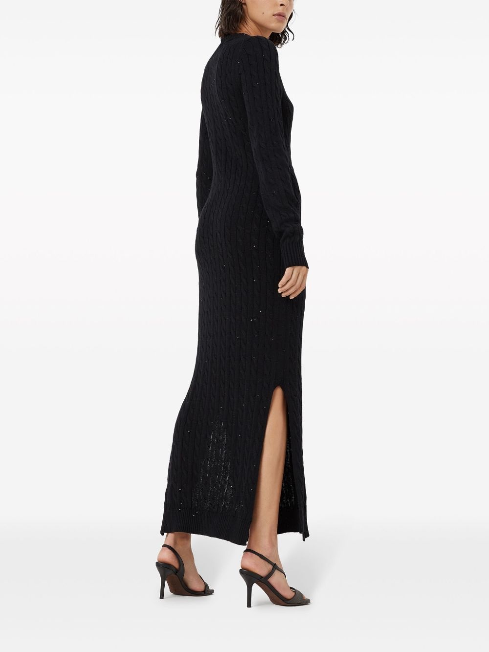 sequin-embellished cable-knit dress - 4