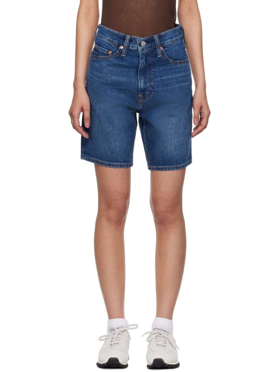 Blue Ribcage Bermuda Denim Shorts - 1