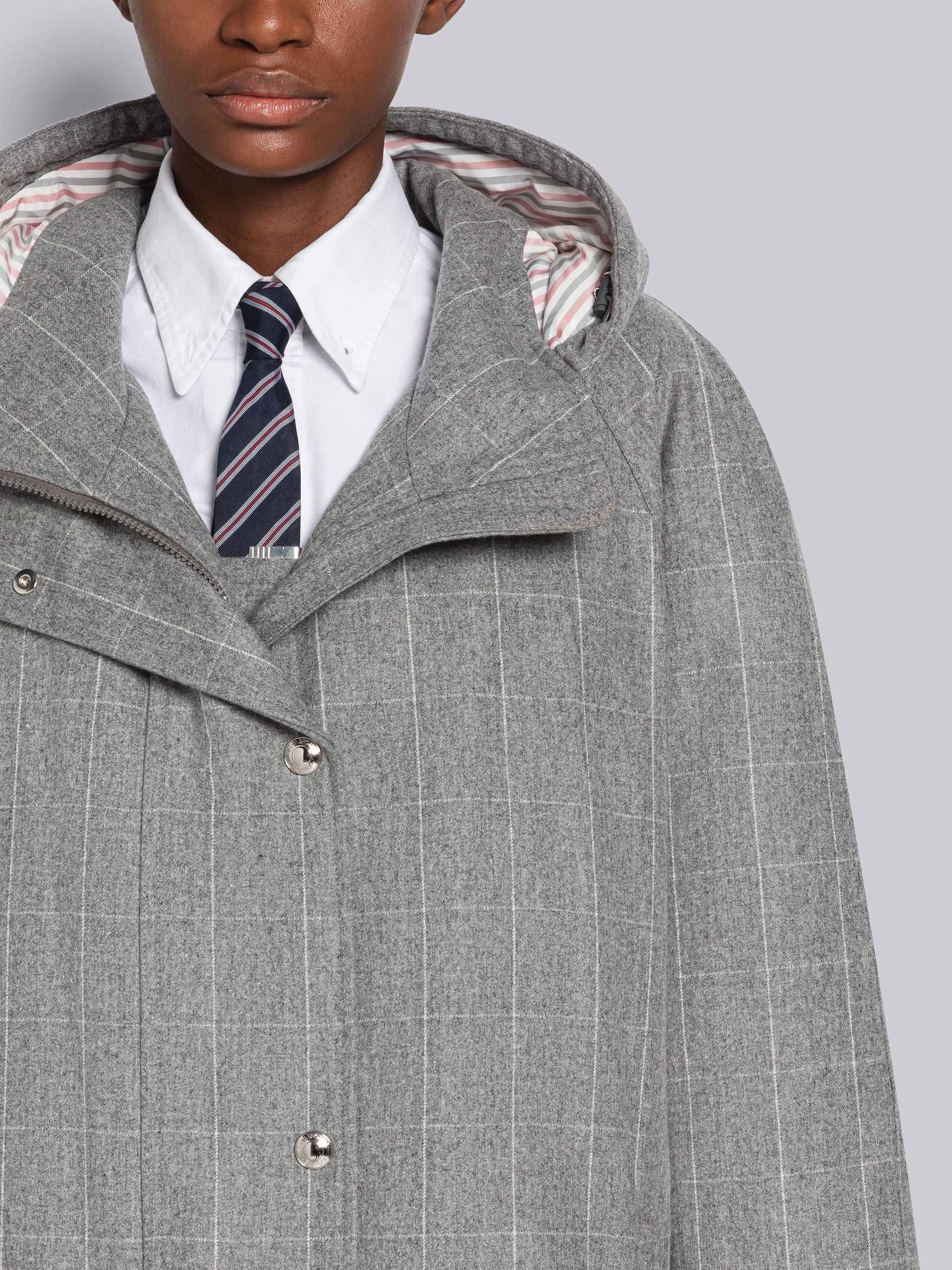 Windowpane Flannel Oversized Down Football Parka - 5