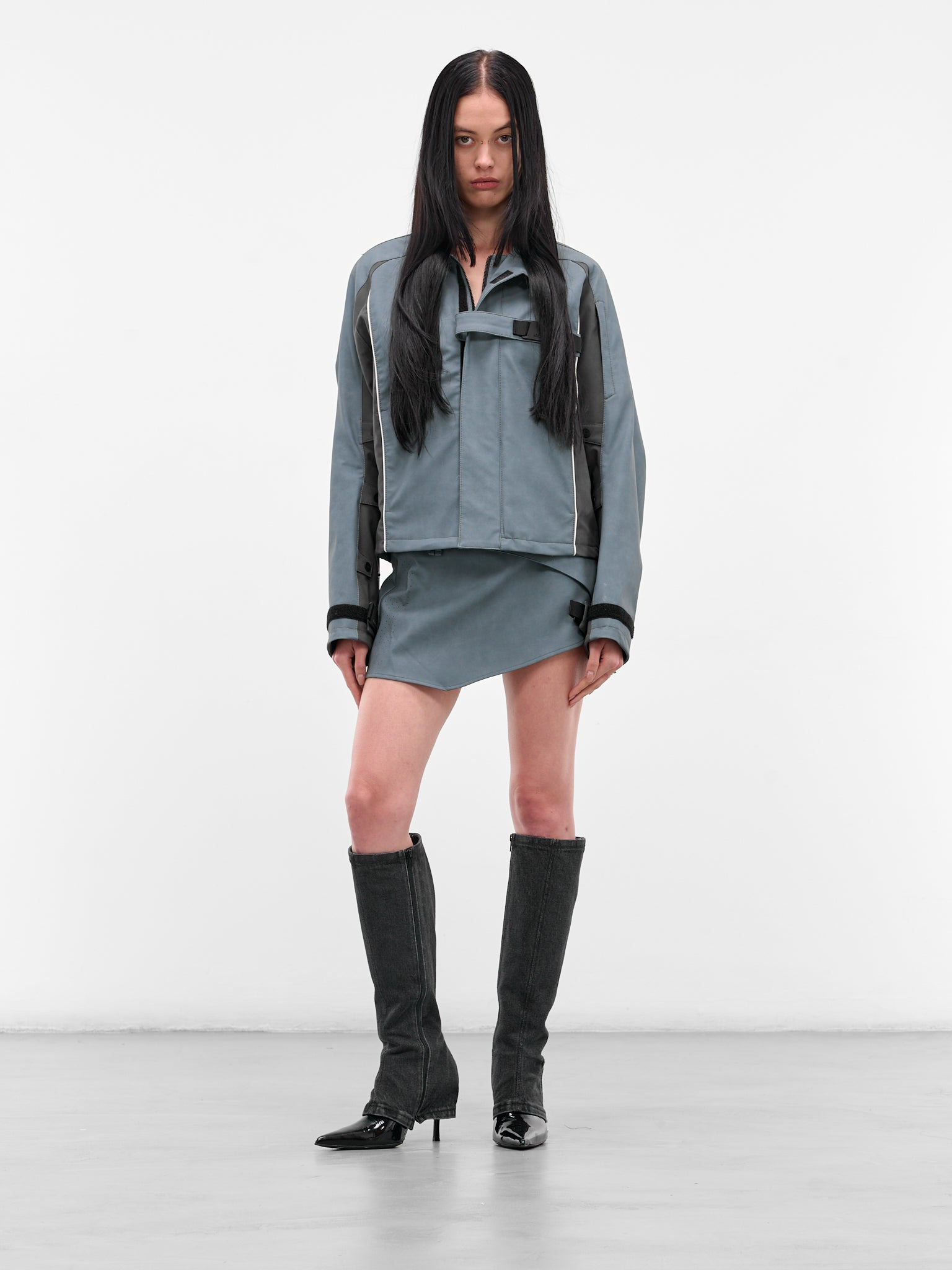 Gray Racer Wrap Mini Skirt - 6