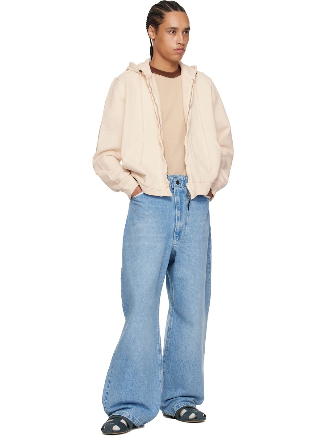 Blue Washed Denim Jeans - 4