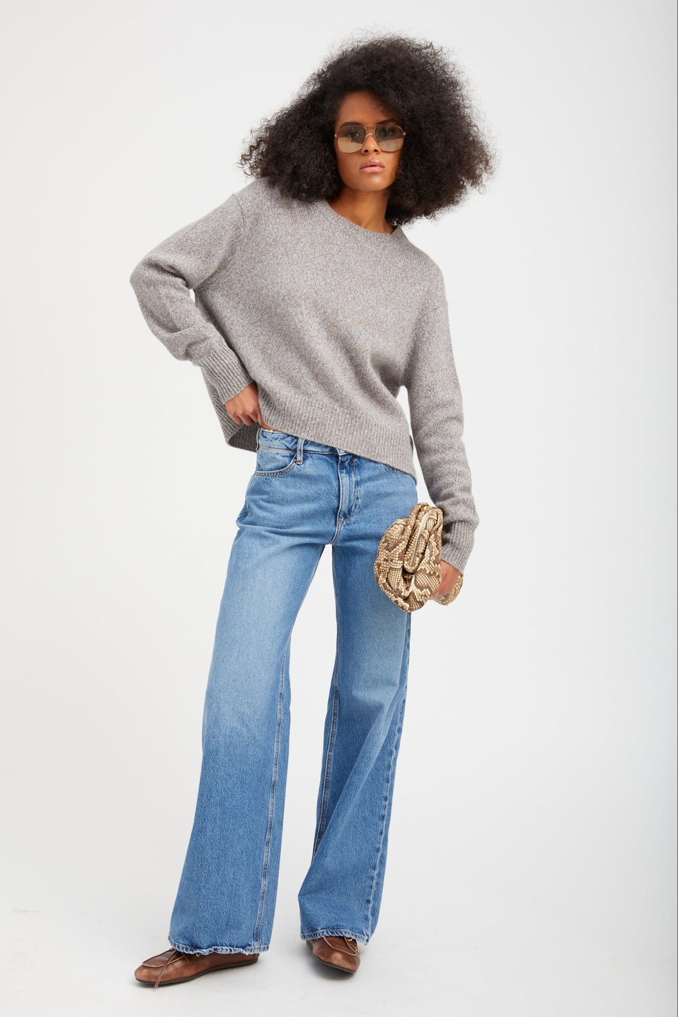 HEATHER GREY CASHMERE CHARLIE SWEATER - 3